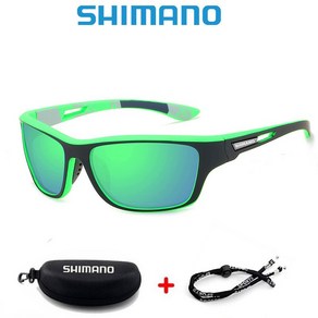 일본 시마노/SHIMANO 야외 낚시 편광 선글라스 Rock Fishing Lue 자외선 차단, 그린 프레임 그린 시트 (336), 1개