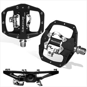 [BUCKLOS] PD-M680 자전거 알루미늄 양면 페달 (평패달 MTB 클릿페달 겸용), 검정, 1세트