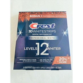 Cest 3D Whitestips Pofessional Bight Levels 12 치아 미백 키트 24 트리트먼트 48카운트, 1개, 1g