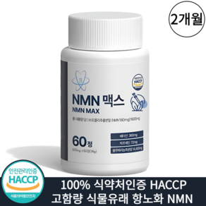 NMN 엔엠엔 영양제 식약청인증 HACCP 고함량, 1개, 60정