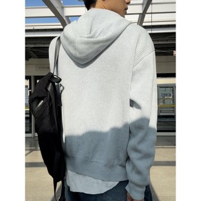 Waffle Hoodie Zip-Up - 남자 남성 니트 후드 집업 하늘색 캐주얼 대학생