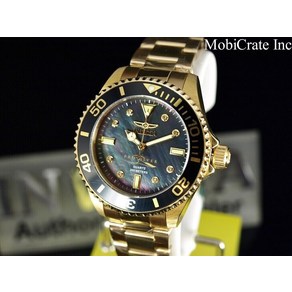 [Invicta] women's 38mm Diamonds Po Dive Quatz Gold Tone Black MOP Dial SS Watch