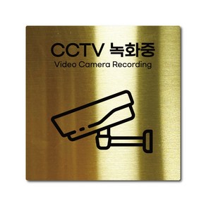 M사이즈 골드 스테인리스 CCTV 녹화중 촬영중 안내판 표지판 경고문 사인 팻말 현판 문패 안전 명판, 12. CCTV녹화중, M(110x110mm), 1개