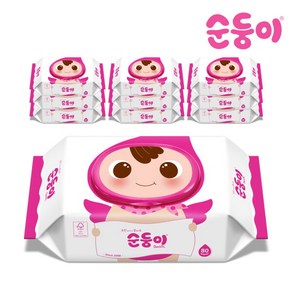 [순둥이] 베이직 물티슈 캡형 80매 10팩/BC-01, 상세 설명 참조, 10개