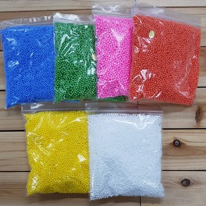 칼라우드락볼/칼라스티로폼볼(소-2mm) 6색1set 칼라스치로폼볼 칼라스티로폼볼