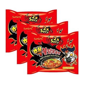 [ 3 Packs ] Samyang 2X Exta Spicy Hot Chicken Flavo Ramen KOREAN SPI [ 3팩 ] 삼양 2X 불닭볶음면 라면 (각 140g, 1개, 181.44g