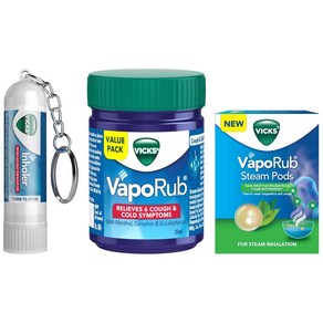 Vicks Vapoub 25ml Relief Fom Cold Cough + Vicks VapoRub SteamPods 4s + Vicks Inhale Potable N, 1개