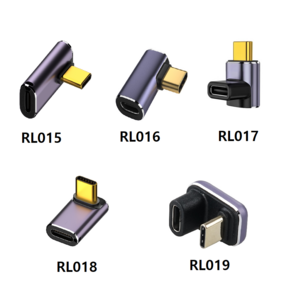 C타입 꺾임 젠더 초고속 USB4 GEN3 40Gbps PD 충전 영상 데이터 ㄱ자 ㄷ자, RL015, 1개