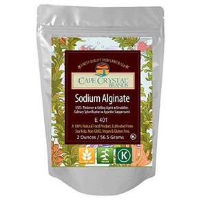 Sodium Alginate 100% Food Gade  Natual Thickening Powd 알긴산나트륨 100% 식품 등급  요리용 천연 농축 분말 및 겔화제(2온스, 1개, 56g