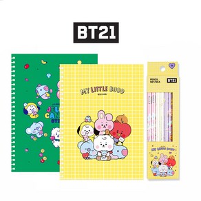 BT21노트 스프링노트 과목노트 마이리틀버디 노트, SET(노트2권+연필6본입)