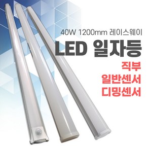 LED 주차장등 직부 디밍 센서 국산 일자등 레이스웨이 40W 1200mm, A타입 직부등, 1개, 전구색