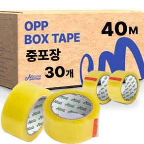 내츄럴패키지 투명 OPP테이프 박스테이프 국내제작 택배포장용 중포장 40M, 30개