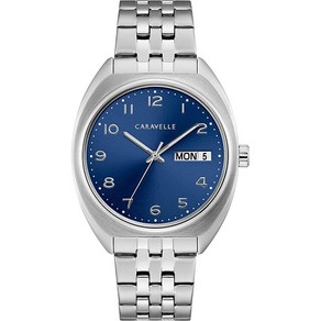 Bulova 레트로 쿼츠 남성용 시계 스테인리스 스틸 실버 톤 (모델: 43C120) 실버 43C120