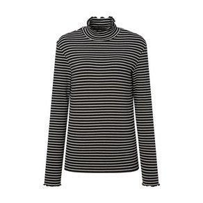 24FW [간절기필수템][ONLINE EXCLUSIVE] 블랙 스트라이프 여성 터틀넥 베이스레이어 HWTS4D912BK