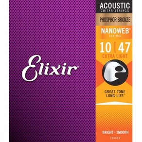 공식수입제품<b>Elixi - NANOWEB Phospho Bonze Acoustic Exta Light / 나노웹 어쿠스틱 스트링 010-047 (16002), *, *, Elixi Phospho Bonze NANOWEB EXTRA LIGHT (010-047) 16002 엘릭서 포스포브론즈 나노웹 통기타줄