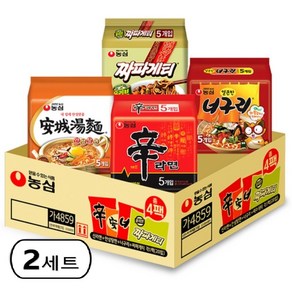 농심 신라면 120g x 5p + 안성탕면 125g x 5p + 얼큰 너구리 120g x 5p + 짜파게티 140g x 5p, 2세트