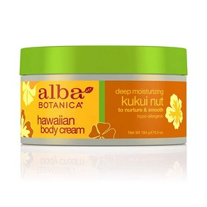 Alba Botanica 하와이안 바디 크림 딥 모이스처라이징 쿠쿠이 너트, 184g, 1개