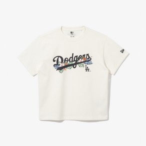 [AK플라자] [뉴에라키즈] MLB LA 다저스 플라워 스크립트 티셔츠 오프 화이트(14681164)