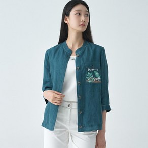 [지센] 여성 Vintage 린넨 포켓 자수 블라우스 HKSRF834_2컬러