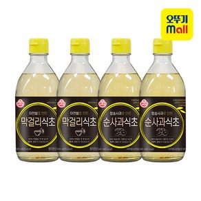 오뚜기 이천쌀로만든 막걸리식초 2개+청송사과로만든 순사과식초 345ml 2개, 4개