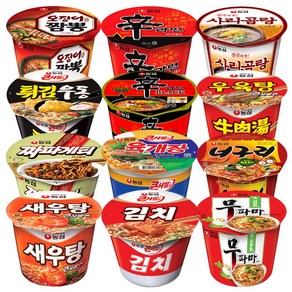 농심 용기 큰사발 컵라면 12종 (신라면+신라면블랙+너구리+육개장+짜파게티+무파마+오징어짬뽕+새우탕+튀김우동+우육탕+김치큰사발+사리곰탕)