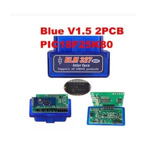 자동차 스캐너 차량 점검기 진단기 ELM327 V1.5 OBD2 PIC18F25K80 엔진 OBD 2 OBDII ELM 327 V 1.5 진단 어댑터 블루투스 와이파이 자동 도구, 2 boad V1.5 25K80, 1개