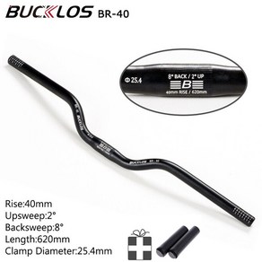 입문용 MTB 산악 BUCKLOS 산악 자전거 핸들 바 31.8mm 25.4mm 라이저 620/660/720/780mm 알루미늄 합금 MTB, 25.4-620-40mm-Black_해외배송, 1개