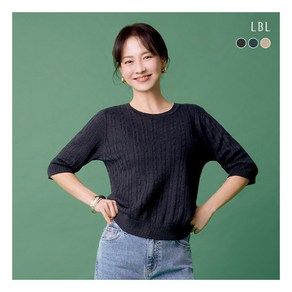 [LBL] (런칭가89 900원) 24SS 퓨어프렌치린넨100 케이블 하프슬리브 니트 3종