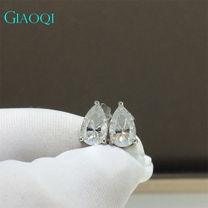 GIAOQI-오리지널 14K 화이트 골드 도금 페어 컷 토탈 2 캐럿 다이아몬드 셀렉터 과거 D 컬러 모이사나이트