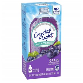 Crystal Light 크리스탈라이트 슈가프리 포도맛 에너지 드링크 믹스 1.1 Oz(31.8g) 12팩 에이드 분말