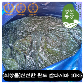 [최상품] 전남 완도산 신선한 염장 쌈다시마 10KG 맛있는 두툼한 단백한 고소한 생다시마 먹거리 싱싱 반찬 먹기 편한 다시마 전라남도 완도 다이어트 식자재 업소용 식당 대용량, 1개