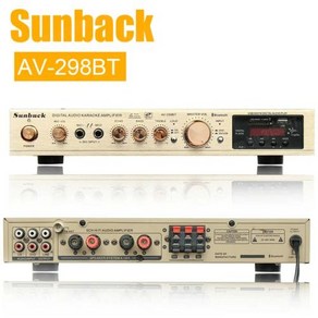 SUNBUCK AV-298BT 홈 시어터 파워 앰프 5 채널 블루투스 앰프 HiFi 사운드 앰프 FM SD USB 2 마이크 입력 110V 220V 2200W, 없음, 4) 298BT Golden - US Plug