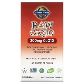 가든오브라이프 로우 CoQ10 200mg 비건 캡슐 글루텐 프리, 1개, 60정