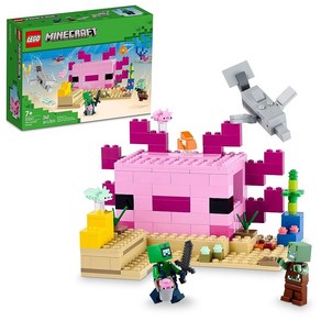 레고 LEGO 마인크래프트 액솔로틀 하우스 21247 빌딩 장난감 세트 다채로운 수중 베이스의 창의적인 모험 다이버 탐험가 돌고래 익사 등 포함 만 7세 아동용