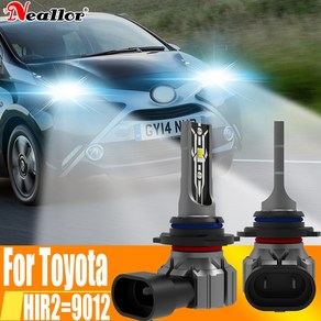 HIR2 LED 헤드라이트 Canbus 무오류 9012 자동차 전구 고출력 6000K 백색광 다이오드 램프 Toyota Aygo 2014 12V 55W 2 개, [01] White, [01] HIR2-9012