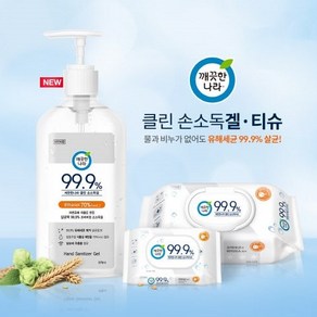 손소독세트모음 99.9%손소독겔1개+손소독60매4팩+휴대용10매10팩 물티슈 세균제거 용품, 1개