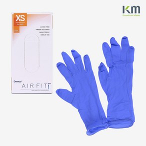 케이엠헬스케어 도우 진료용 니트릴 장갑 에어핏 라텍스프리 100쌍 KM Healthcae DOWOO Nitile Latex Fee Aifit Glove, S, 100세트