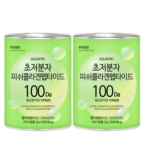 푸른들판 100달톤 초저분자 피쉬 콜라겐 펩타이드 100% 분말 스틱 아쿠아프로 저분자 콜라겐 가루 파우더 어류 생선, 2개, 90g