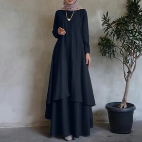 무슬림 불규칙한 헴 루스 롱 드레스 두바이 터키 Abaya Hijab Sundress 대형 ZANZEA 여성 긴 소매 이슬람 Kaftan 맥시