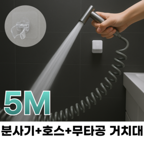 프라니 베란다호스 분사기 5m, 실버, 1개