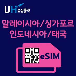 유심홀릭 말레이시아 싱가포르 인도네시아 태국 이심 eSIM 데이터 무제한 FM e심, 매일 500MB, 1일, 1개