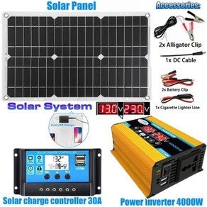 폴딩태양광패널 새로운 에너지 태양 전지 패널 시스템 12V 220V 인버터 태양열 충전 가정용 태양광 완전한 발전 키트 4000W, 3) yellow 220V 50HZ, 1개