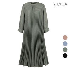 VIVID 여성 플리츠 멜란지 주름 원피스