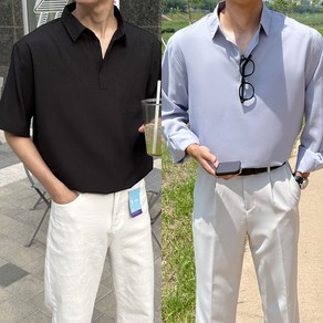 반팔&린넨추가! [M~2XL] 쉴드 남자 링클프리 여름 가을 반오픈 긴팔 반팔 셔츠 티