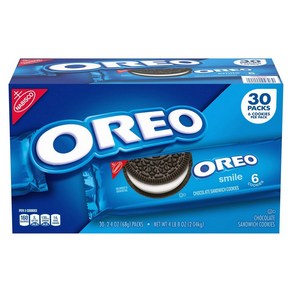 Nabisco 어린이간식 리얼코코아 밀크쉐이크 토핑 오레오쿠키 초코칩 샌드위치크림쿠키 스낵팩 30개입 1팩, 1개, 2.04kg