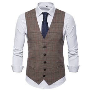 남자 언밸런스 브이넥 정장 체크 베스트 Men's suit vest 인어미남 C15 K350G890