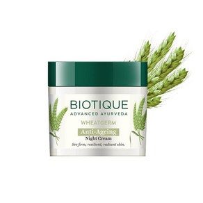 Biotique Wheat Germ Anti- Ageing Night Cream Reduces Fine Lines Lightens dark Spots 50g