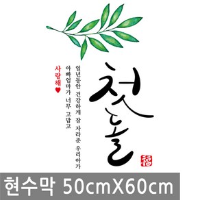 첫돌 축하 현수막 50cmx60cm 아기 생일 잎 배너 행사 돌잡이 돌상 족자 플랜 카드, BN019.선택 - 첫돌축하 잎 한자 50X60