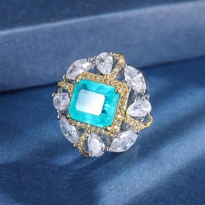 매력 10*12mm Paraiba 전기석 에메랄드 반지 여성용 보석 웨딩 밴드 파티 칵테일 고급 보석 선물