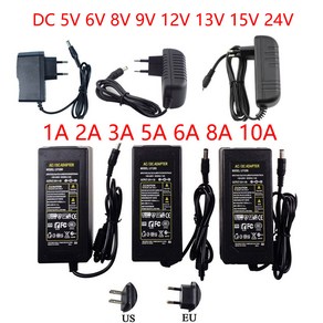 전원 어댑터 아답타 공급 DC 12V 장치 5V 6V 8V 9V 13V 15V 24V 1A 2A 3A 4A 5A 6A 7A 8A 10A 220V-12V LED 스트립용, [01] DC 9V, [01] EU Plug, [01] 1A, 2) DC 9V - US Plug - 1A